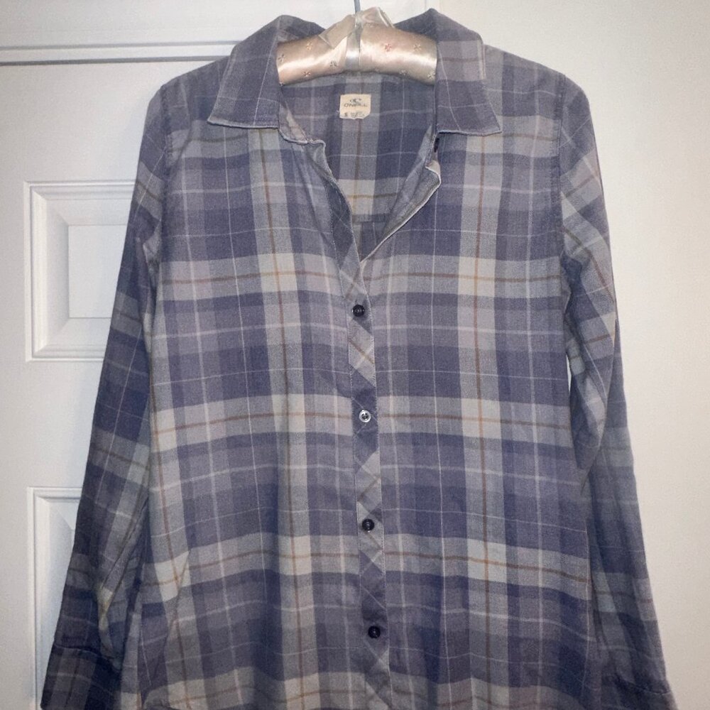 O'Neill Juniors Gretchen Woven‎ Plaid Shirt Blouse small